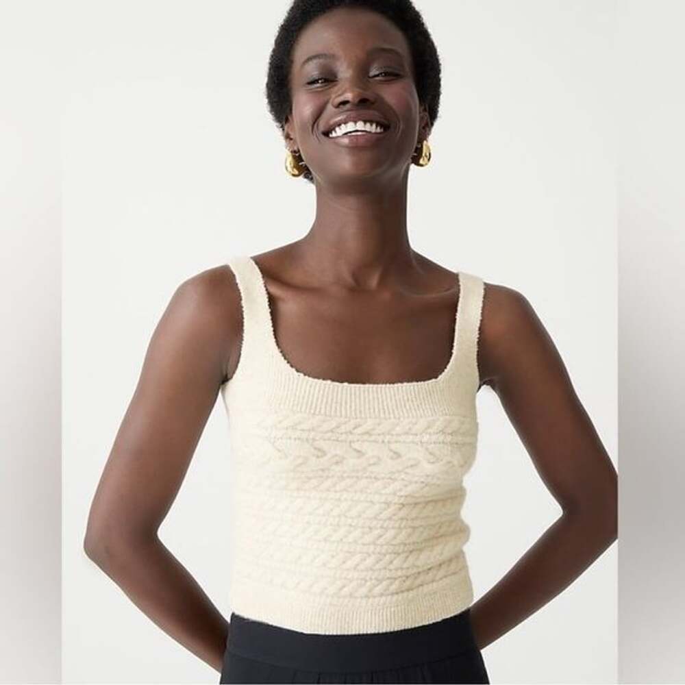 J. Crew Cropped Cable-Knit Sweater-Tank Cabin Core Clean Minimalist